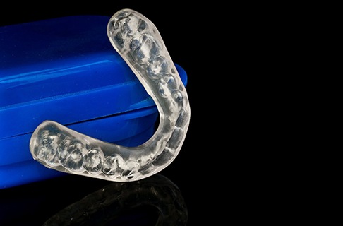 An up close view of a customized mouthguard