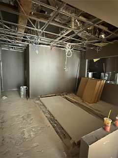 Walls in process of being put up and painted